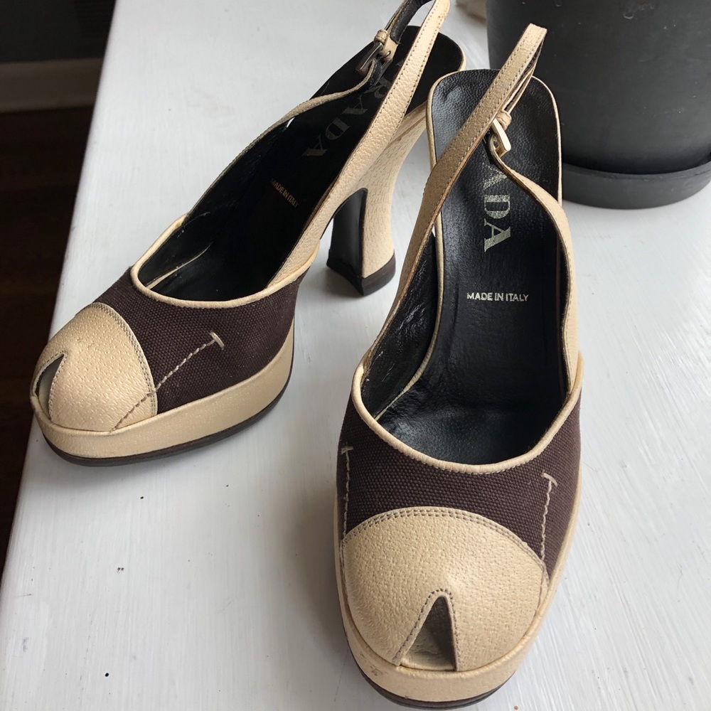 Prada peep-toe retro chunky heels